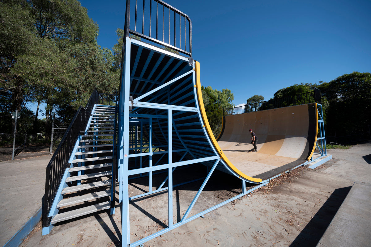 creative-aspect-of-skate-ramp-staircase-blue-skies